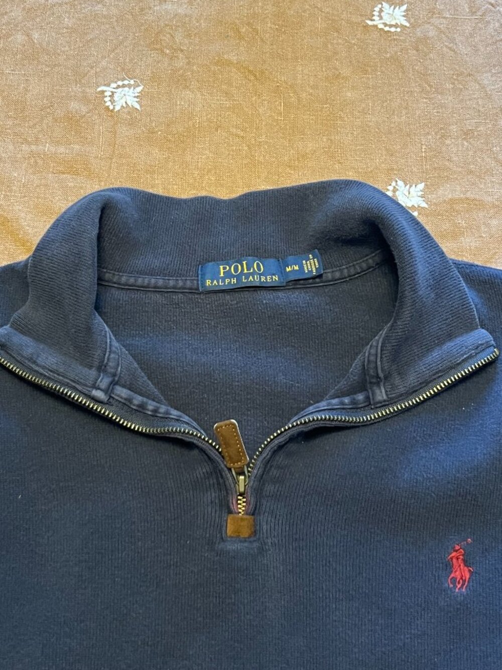 Polo Ralph Lauren 1/4 Zip 100% Cotton Knit Pullover Sweater in Navy Size M - Picture 5 of 8